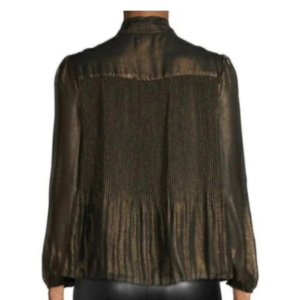 Nanette Lepore Black and Gold NWT top with pleated accents - Picture 2 of 8